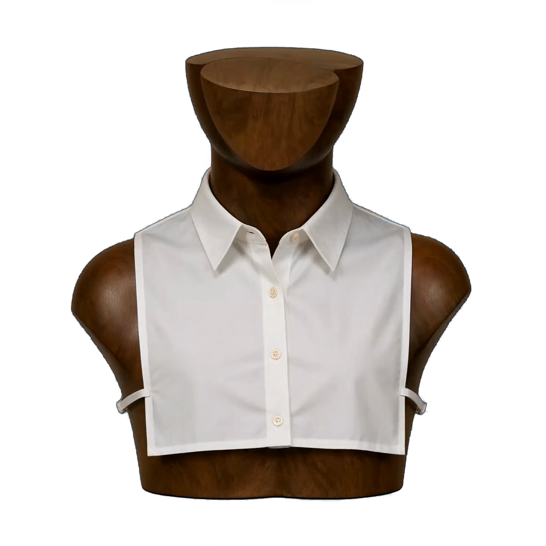 Rotating male wooden display bust wearing The Classic Collar