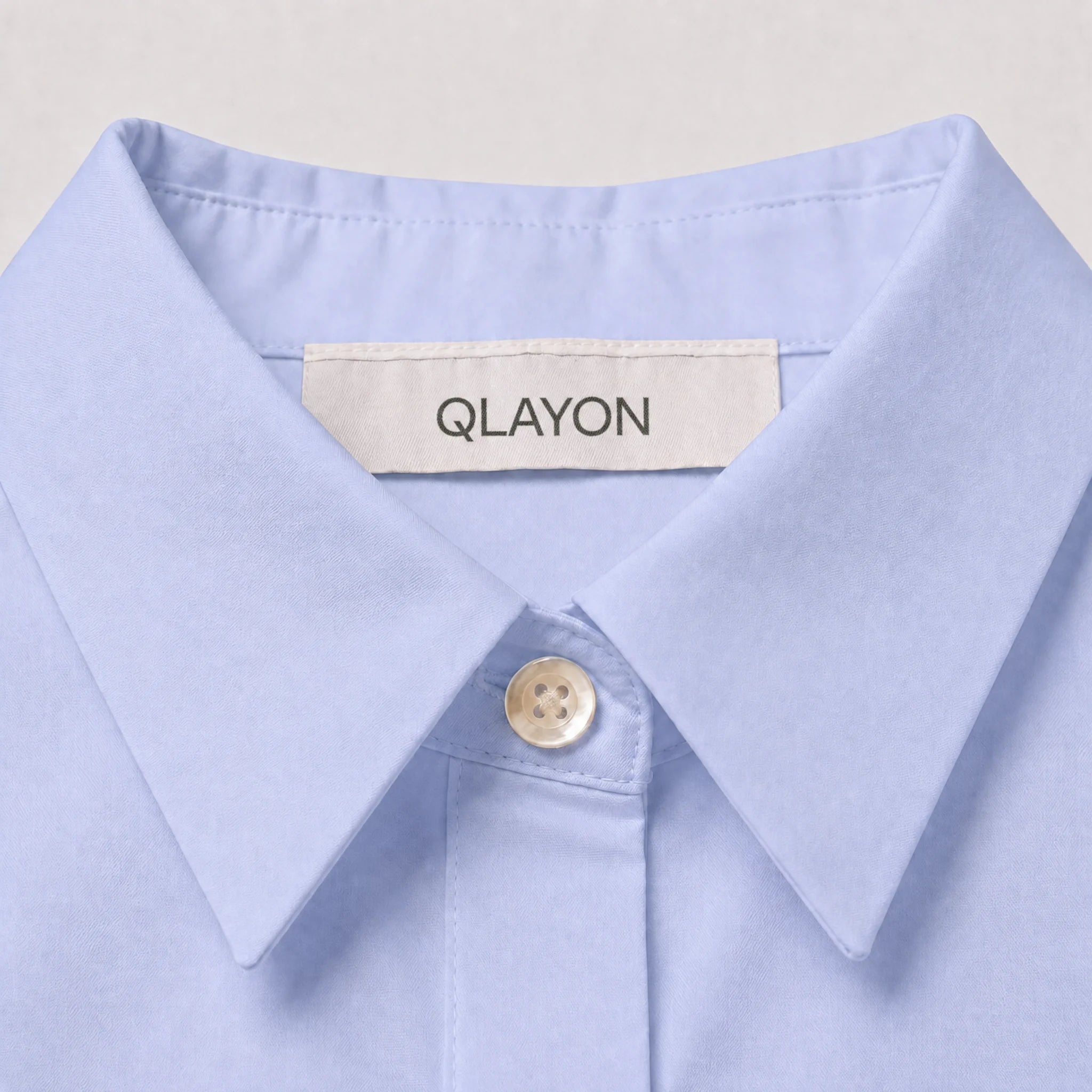 Collar close-up — Soft Blue